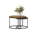 Nesting Coffee Table Set of 2 27.6inch Round Coffee Table Industrial Wood