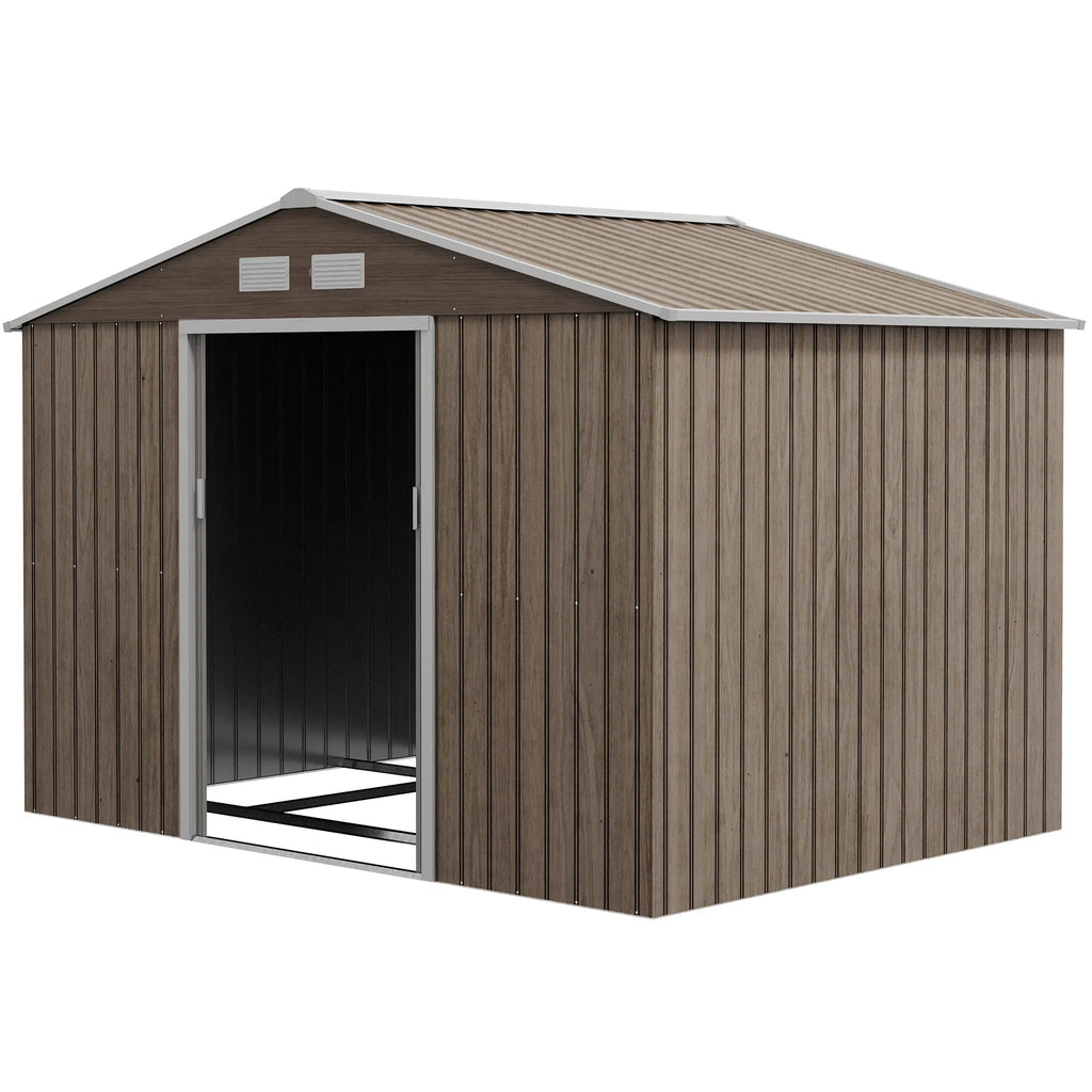 9.1'x6.4'x6.3' Garden Storage Shed w/ Foundation Kit Metal Tool Storage House - Image 3