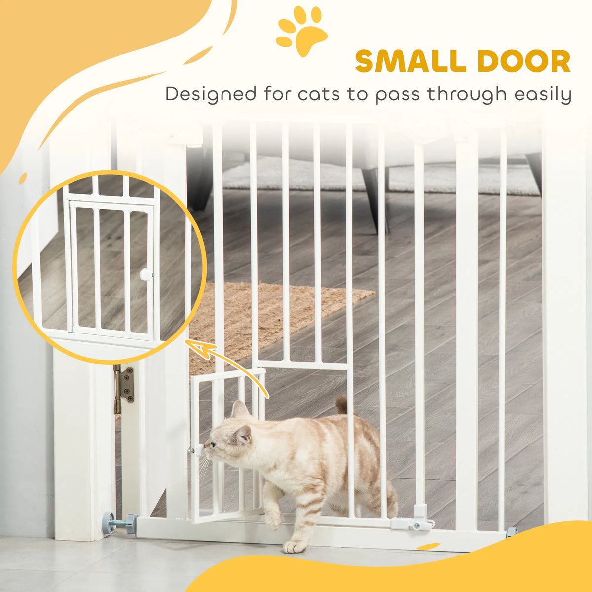 Pet Gate Extra Wide Press Mounted with Cat Door Auto Closing Pet Gate for - Image 3