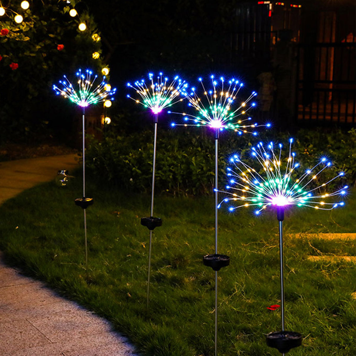 2Pcs Solar Powered Starburst Lights 240 LEDs Firework Lamp Garden Path Decor - Image 3