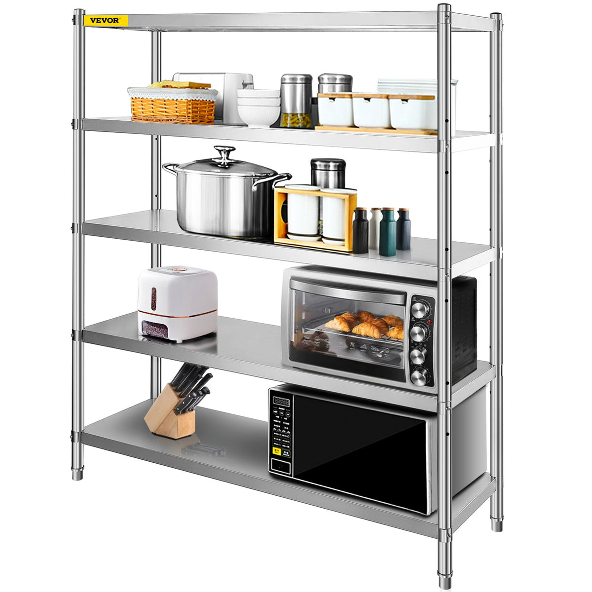 5 Tier Stainless Steel Garage Shelving Unit 71 in H x 71 in W x 18 in D