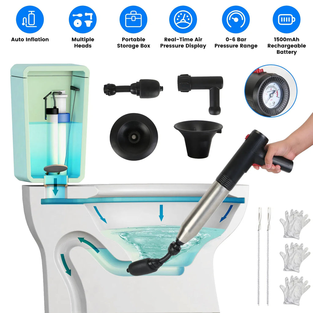 Electric Toilet Plunger High Pressure Air Plunger Air Drain Blaster Drain Clog - Image 2
