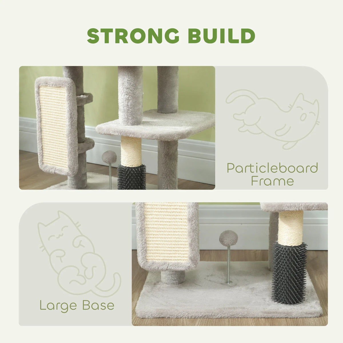 41 Inch Cat Tree with Scratching Posts Cat Bed Condo Grooming Brush Jumping - Image 4