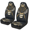 2 Front Car Seat Covers Digitally Printed With A Honeybee Pattern Thin