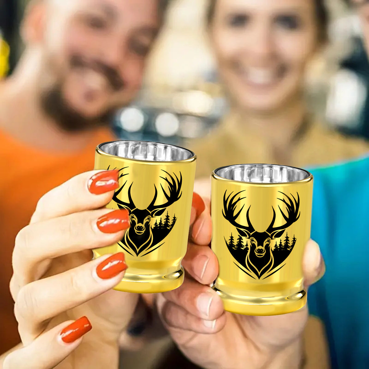 2pcs 50 Caliber Deer Head Golden Plastic Wine Glasses With Gift Box Leak - Image 5