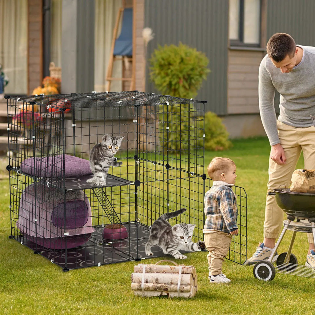 2Tier Cat Cage Playpen Indoor Pet Enclosures Kitten Kennel House Detachable Cat - Image 4