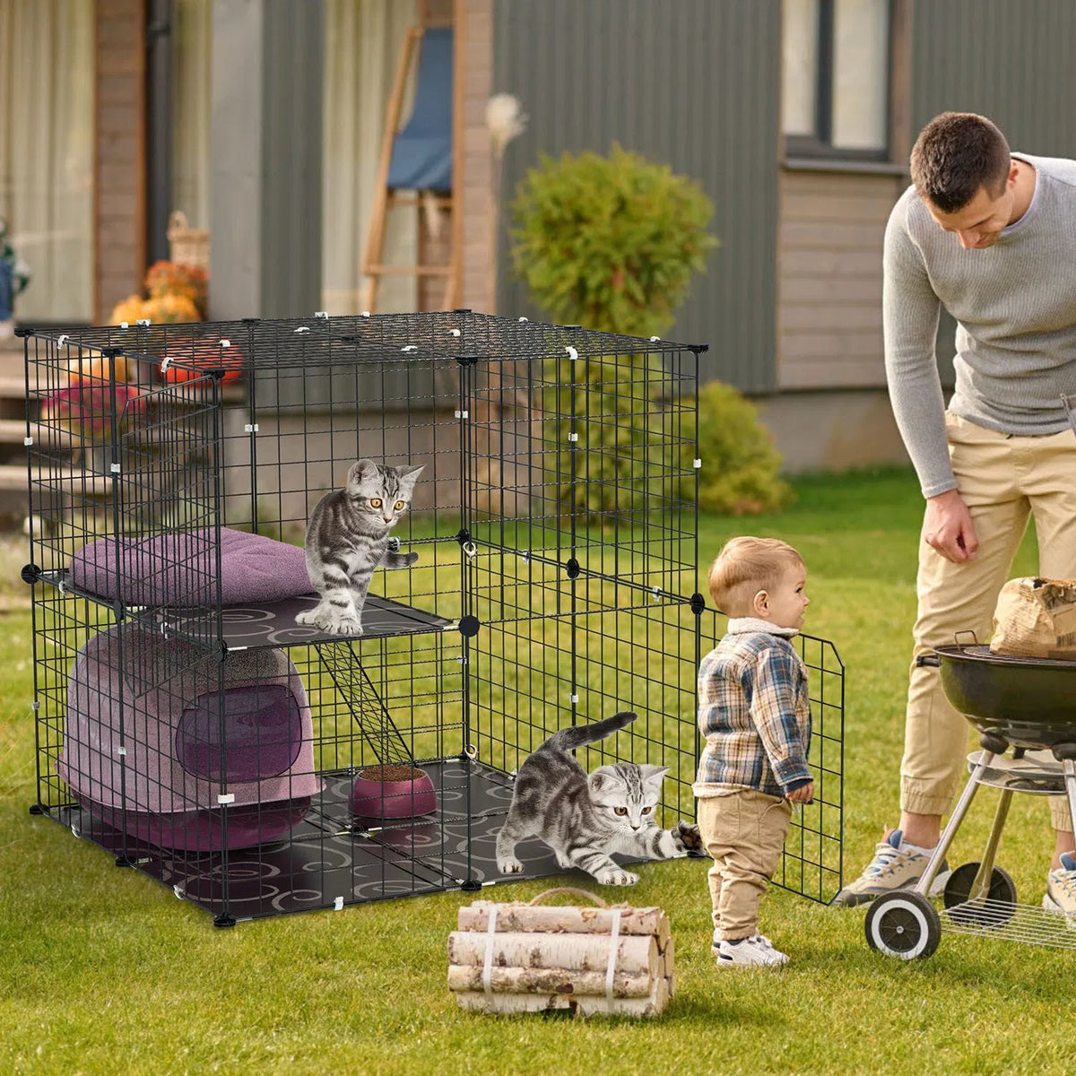 2Tier Cat Cage Playpen Indoor Pet Enclosures Kitten Kennel House Detachable Cat - Image 4