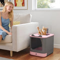 Cat Litter Box With Lid Enclosed Litter Box For Medium Cats Front Entry And