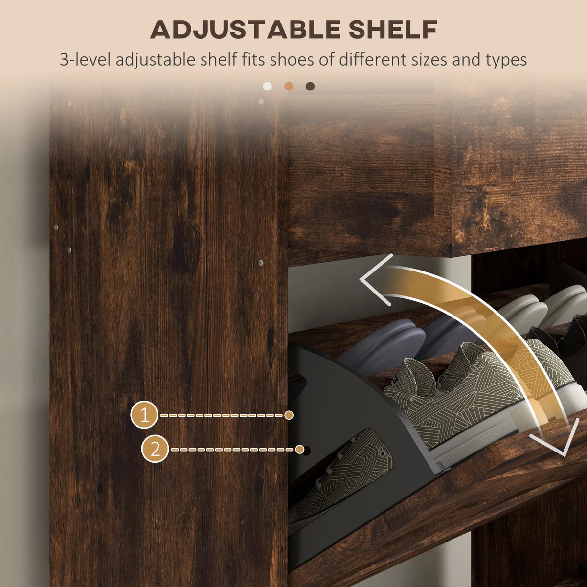 Slim Shoe Storage with 2 Flip Drawers and Adjustable Shelves Shoe Cabinet - Image 2