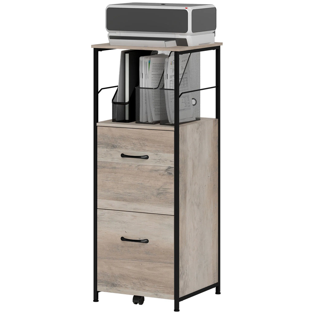 Vertical Filing Cabinet Tall File Cabinet with 2 Drawers Hanging Bars for - Image 5