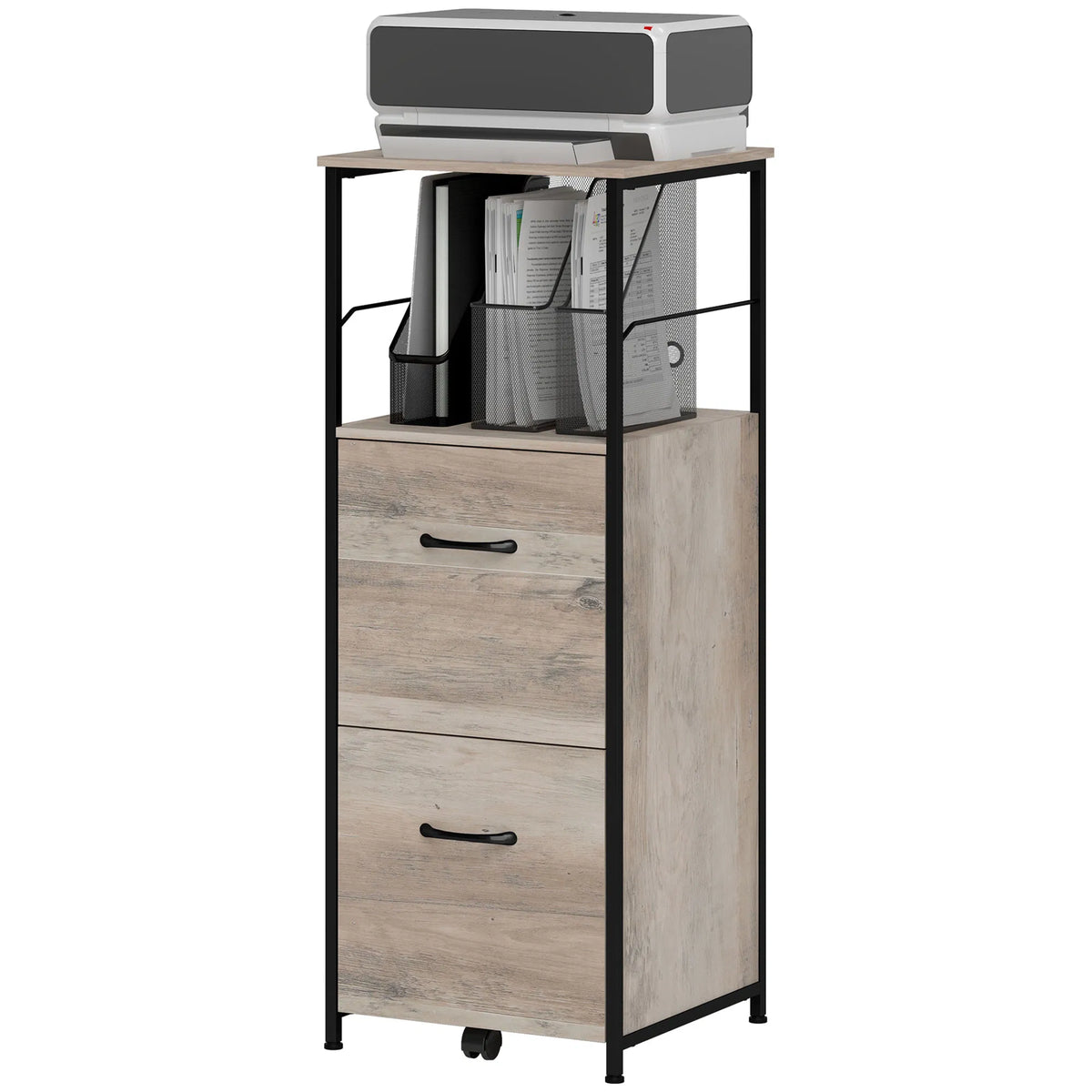 Vertical Filing Cabinet Tall File Cabinet with 2 Drawers Hanging Bars for - Image 5