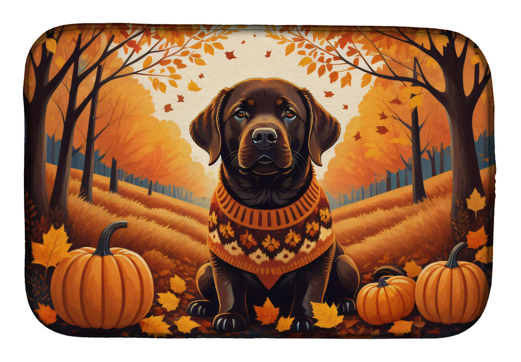 Chocolate Labrador Retriever Fall Dish Drying Mat Absorbent Dish Drying Mat Pad - Image 3
