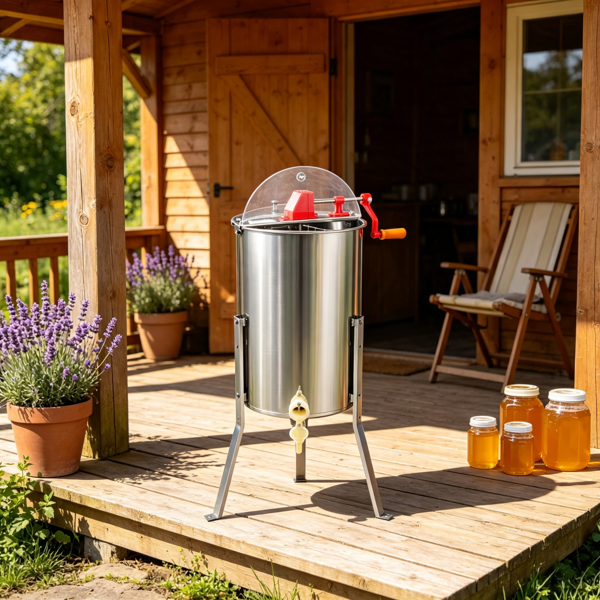 3 Frame Manual Honey Extractor Stainless Steel Beekeeping Honey Spinner With - Image 5