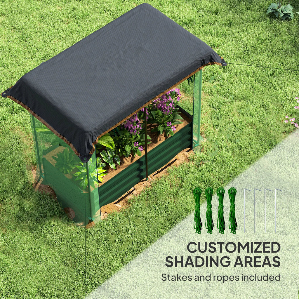 Galvanized Steel Planter Box with Crop Cage and Shade Cloth Raised Garden Bed - Image 3