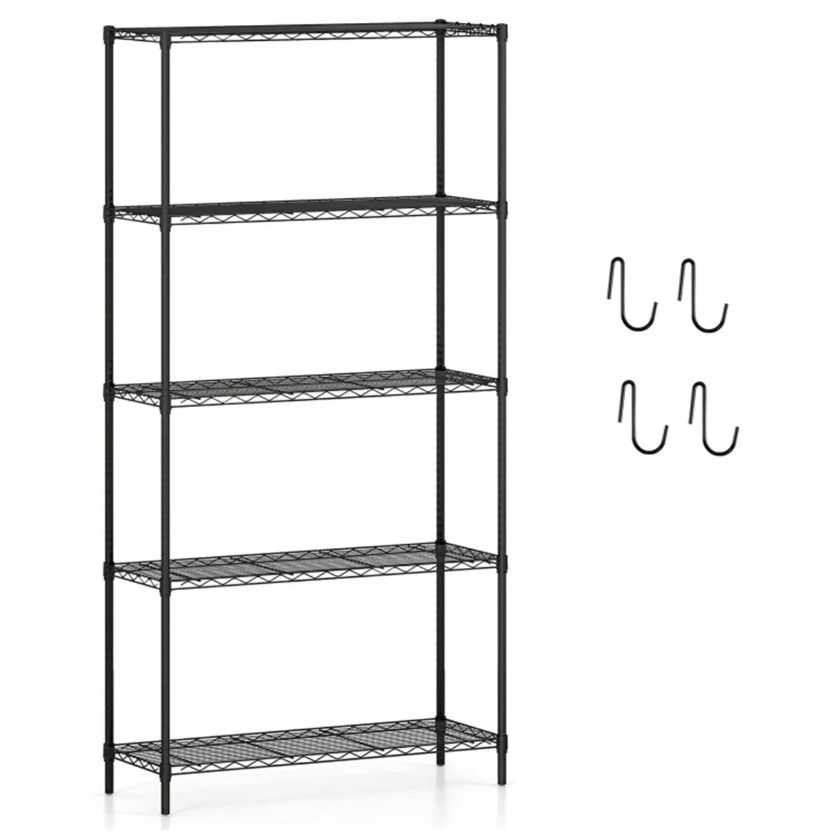 5 Tier Heavy Duty Metal Wire Shelving Unit 1250 lbs Capacity Adjustable Storage Rack