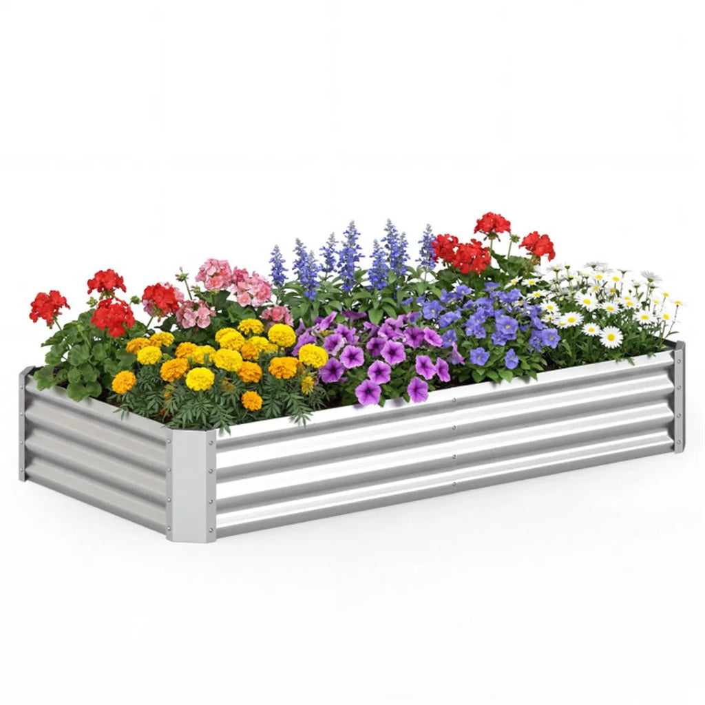 Galvanized Steel Raised Garden Bed 6×3×1 Ft Outdoor Planter Box for Vegetables - Image 4