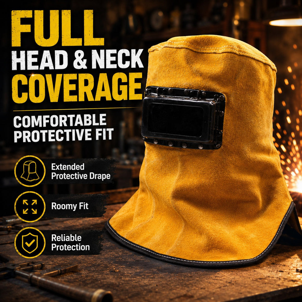 Welding Mask Helmet With Lens Leather Hood Sweat Absorbent Welder Work Hat Gear - Image 2