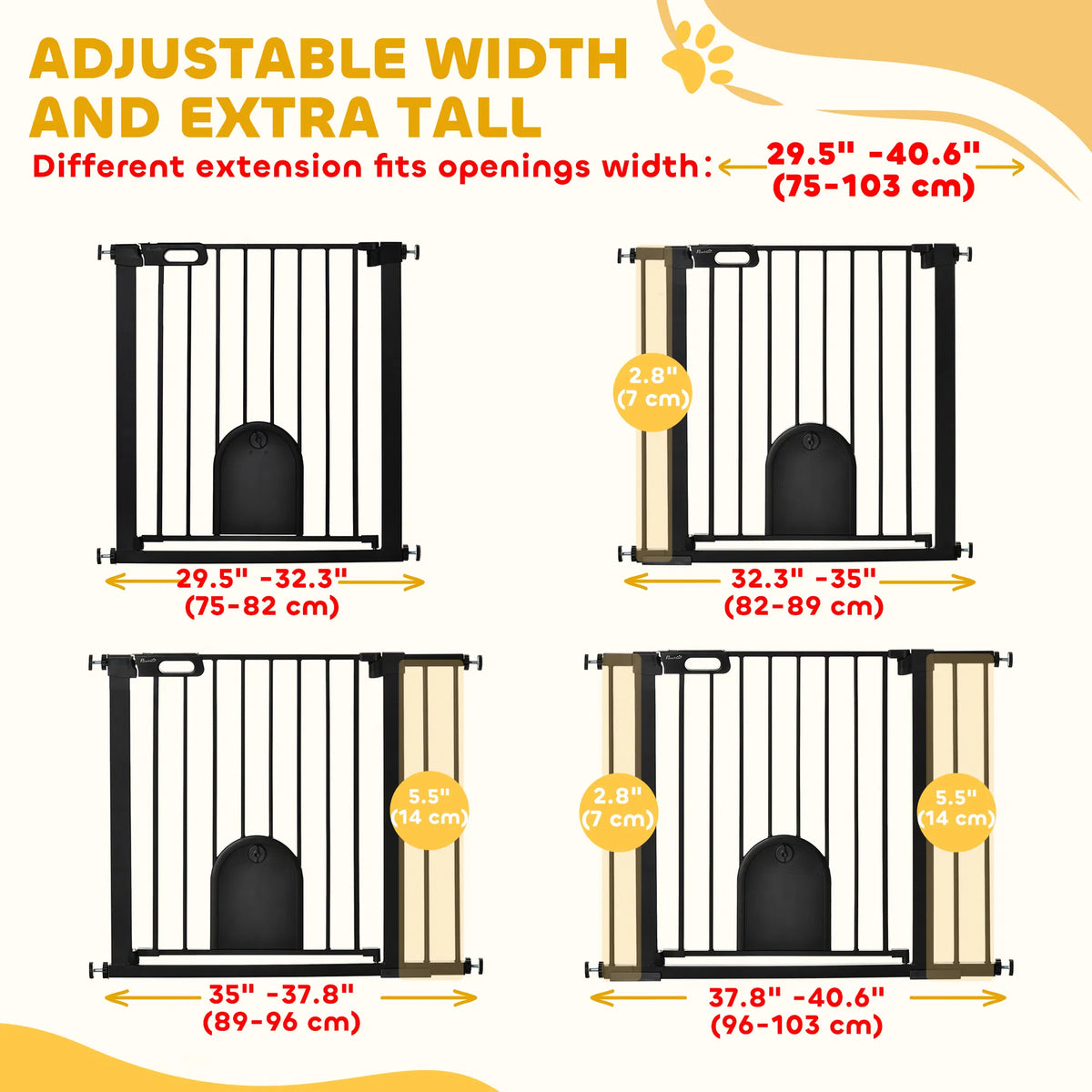 30" 41" Extra Wide Pet Gate Barrier with Small Door 30"H Dog Gate with Safety - Image 2