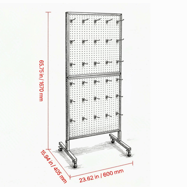 23.6 X 63 In Standing Pegboard Display Stand With 30 Hooks For Grocery & - Image 4