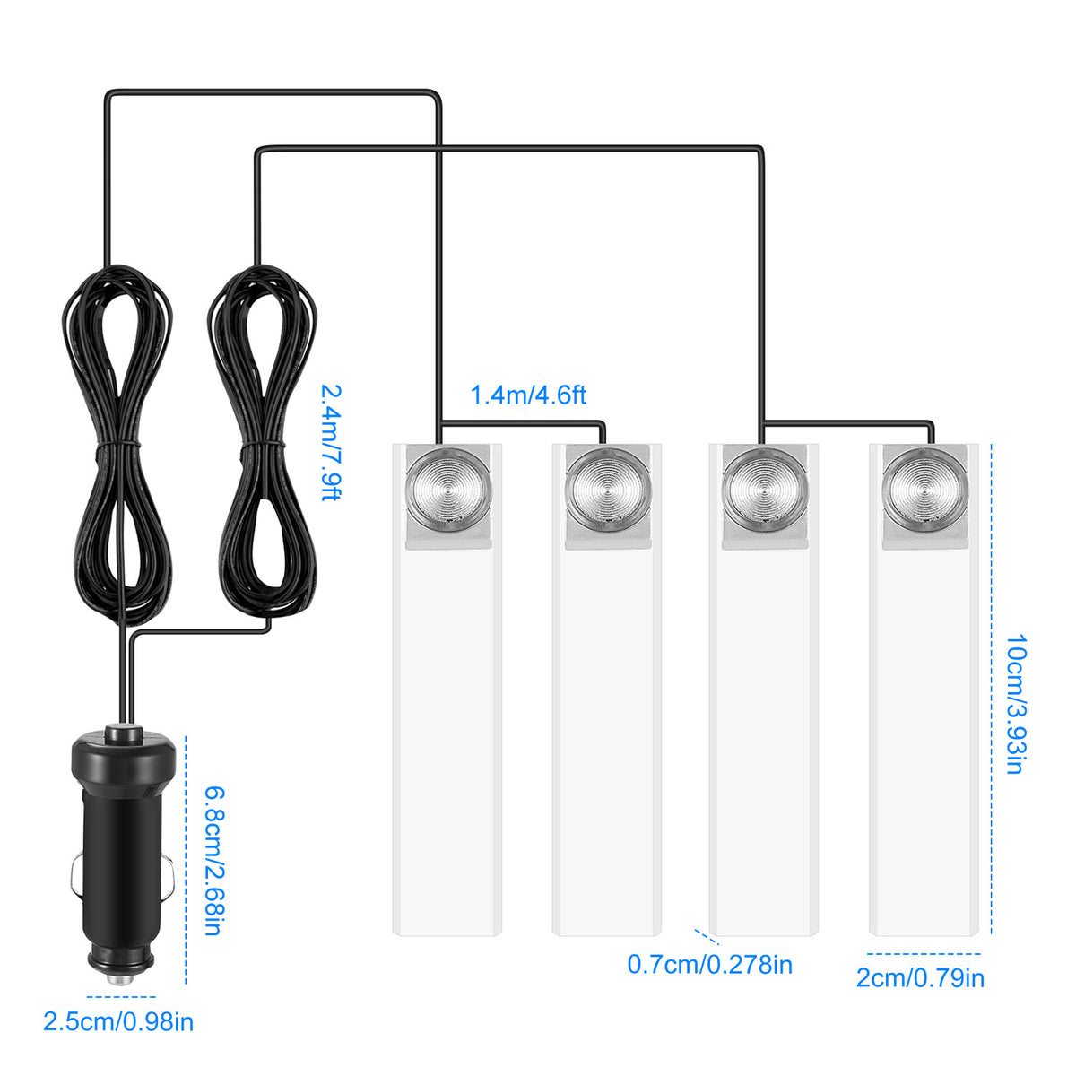 4pcs car interior led atmosphere product angle 9