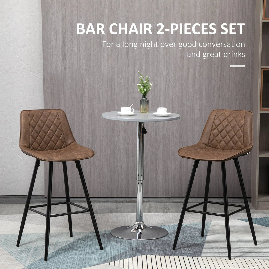 PU Leather Counter Height Bar Chairs Set of 2 27.75" Bar Stools with Metal - Image 4
