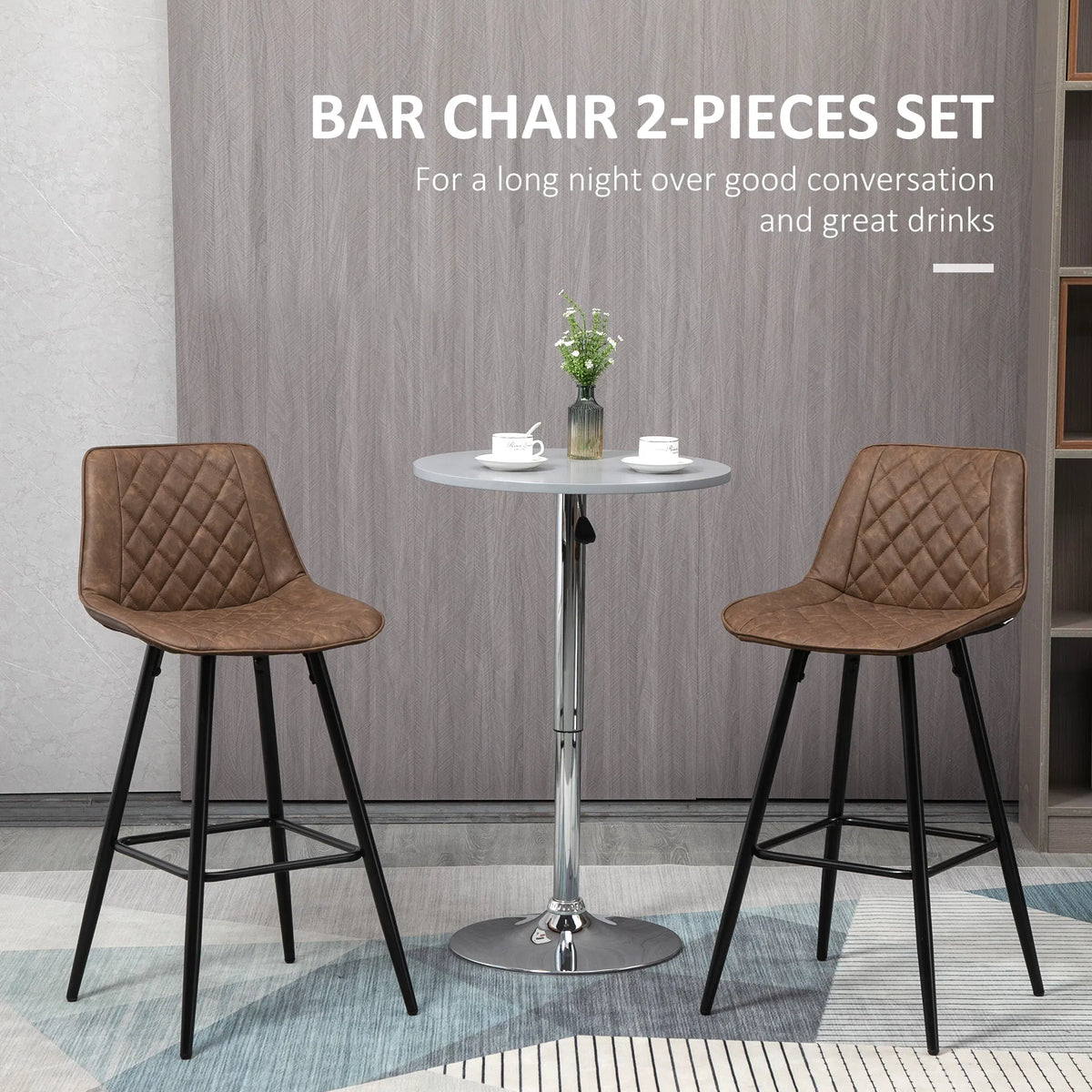 PU Leather Counter Height Bar Chairs Set of 2 27.75" Bar Stools with Metal - Image 4