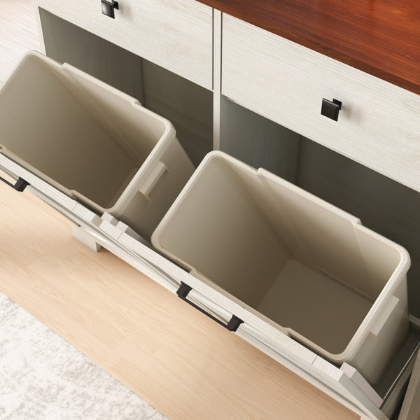Farmhouse Double Tilt Out Trash Cabinet For 20 Gallon Cans Free Standing - Image 2