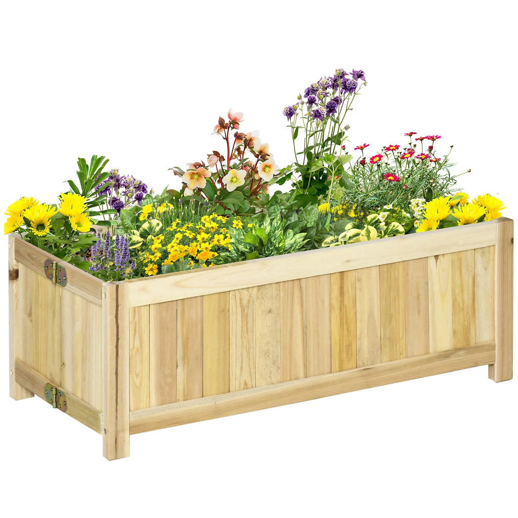 Foldable Elevated Planter Box Wooden Raised Garden Bed for Backyard Patio to - Image 2