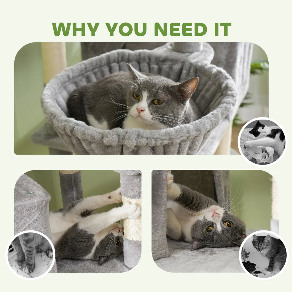 81" Large Cat Tree w/ Scratching Posts Condos Beds Hammocks Jumping - Image 2