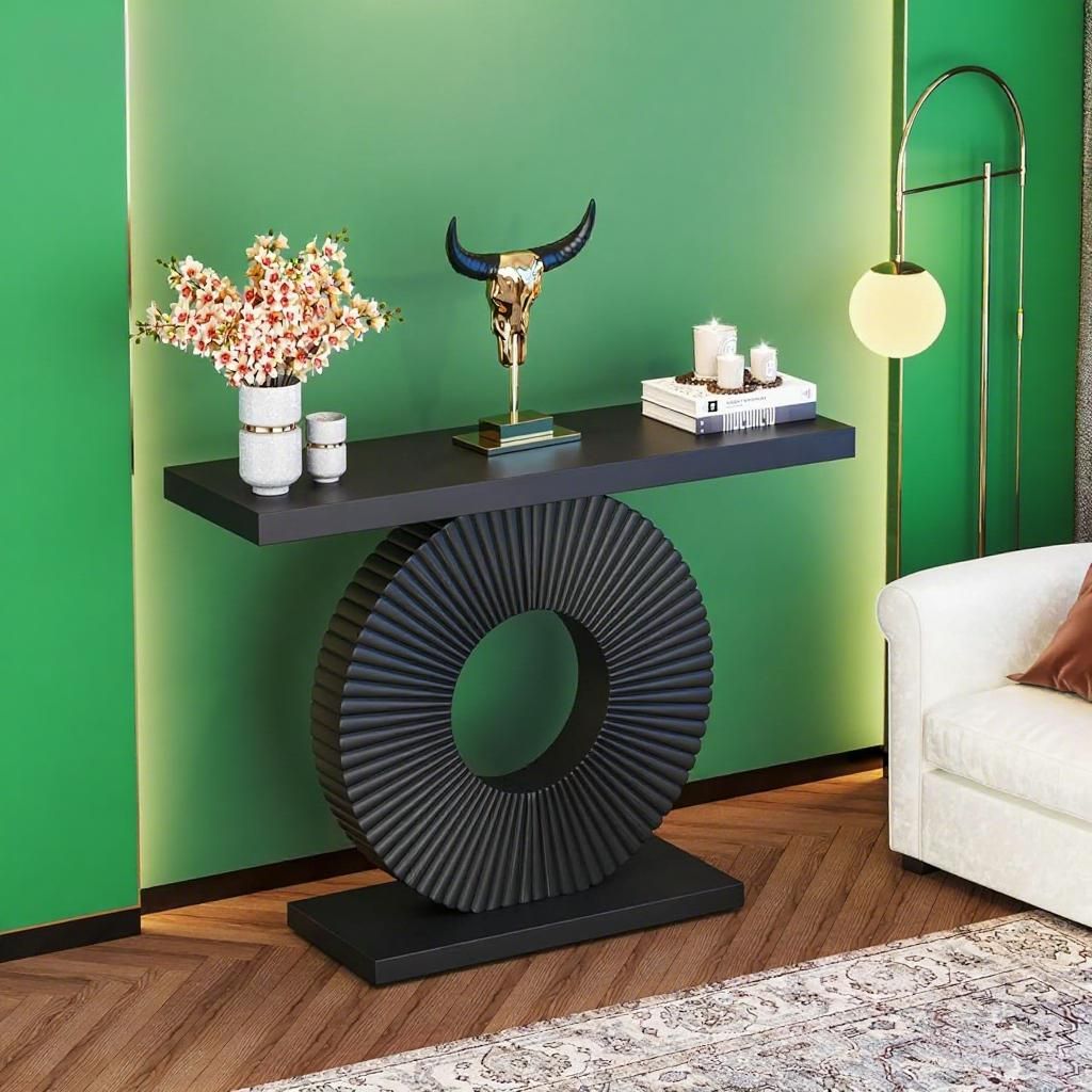 Black Wood Entryway Console Table