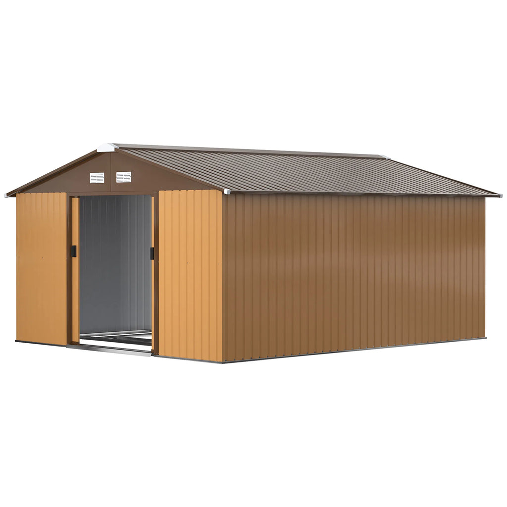 11' x 13'Garden Storage Shed w/ Foundation Kit Metal Tool Storage House w/