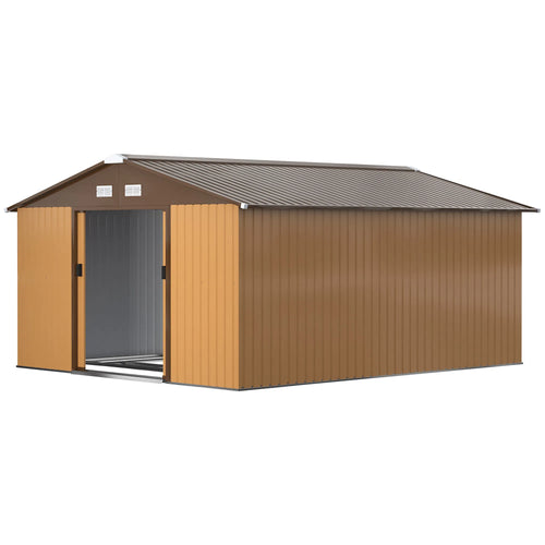 11' x 13'Garden Storage Shed w/ Foundation Kit Metal Tool Storage House w/