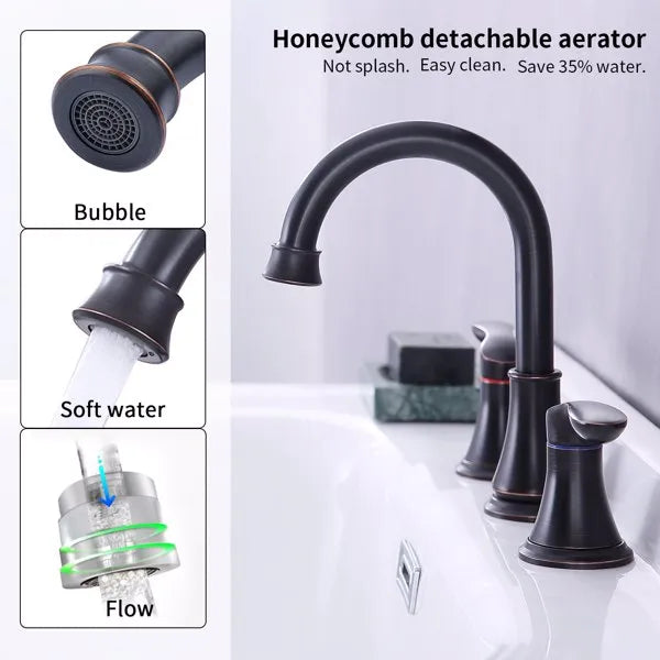 2 Handle 8 inch Widespread Bathroom Sink Faucet Oil Rubbed Bronze Lavatory Faucet - Image 5