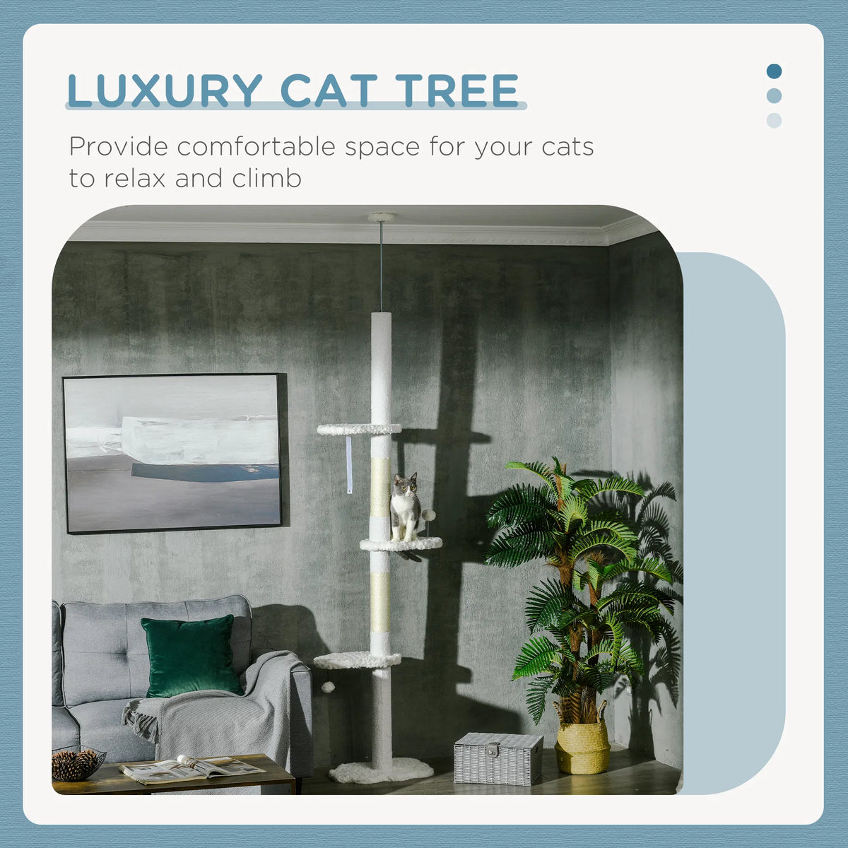 88.5" 100.5" Floor to Ceiling Cat Tree Cat Tower with Scratching Posts Cloud - Image 2