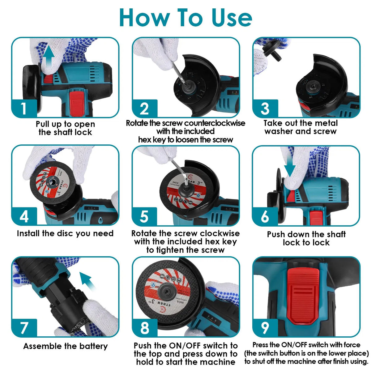 Cordless Mini Angle Grinder 2x12V 1100mAh Batteries 19000RPM Motor Air - Image 2