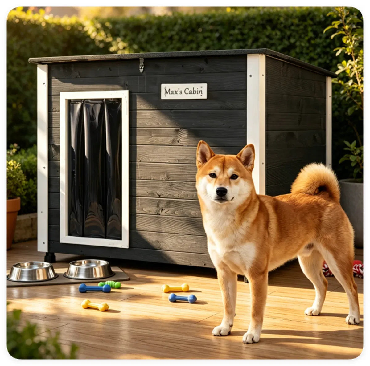 42.5" x 27" x 33.5" Outdoor Dog House with Sloped Asphalt Roof Elevated Floor - Image 4