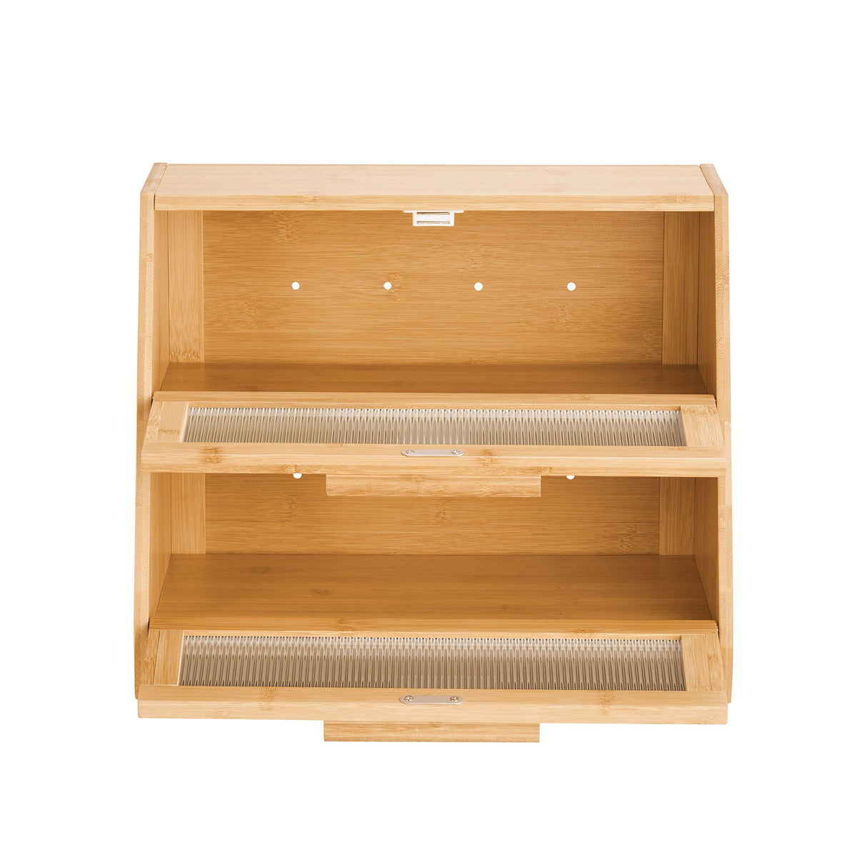 Double Layer Bread Box For Kitchen Counter Bamboo Storage Container Natural