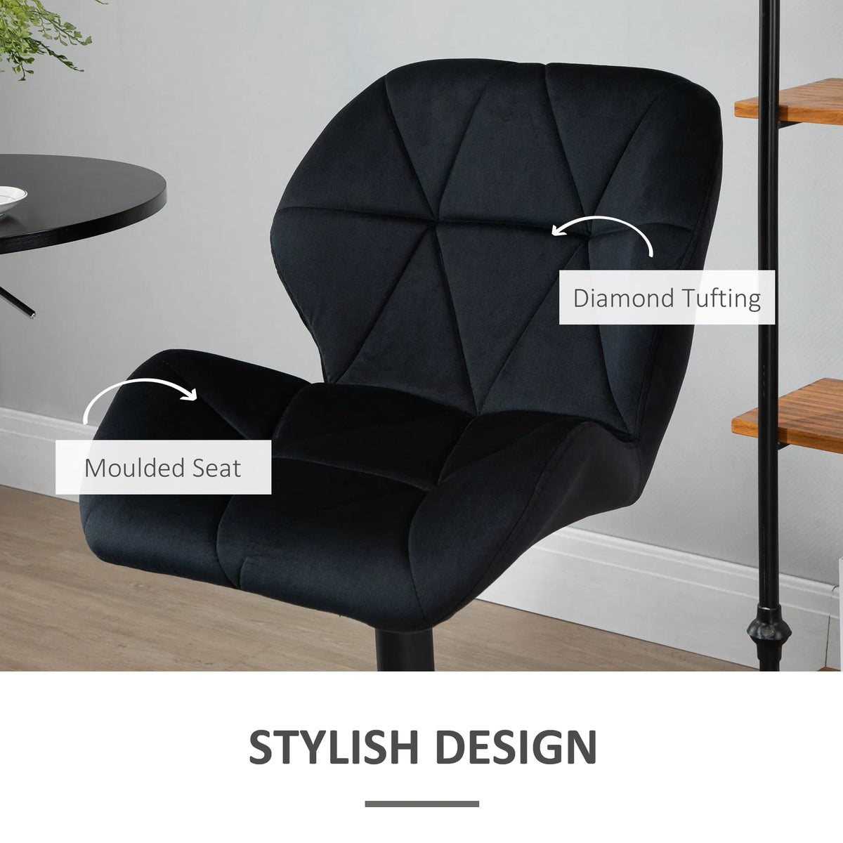 Bar Stool Set of 2 Fabric Adjustable Height Armless Upholstered Counter Chairs - Image 2