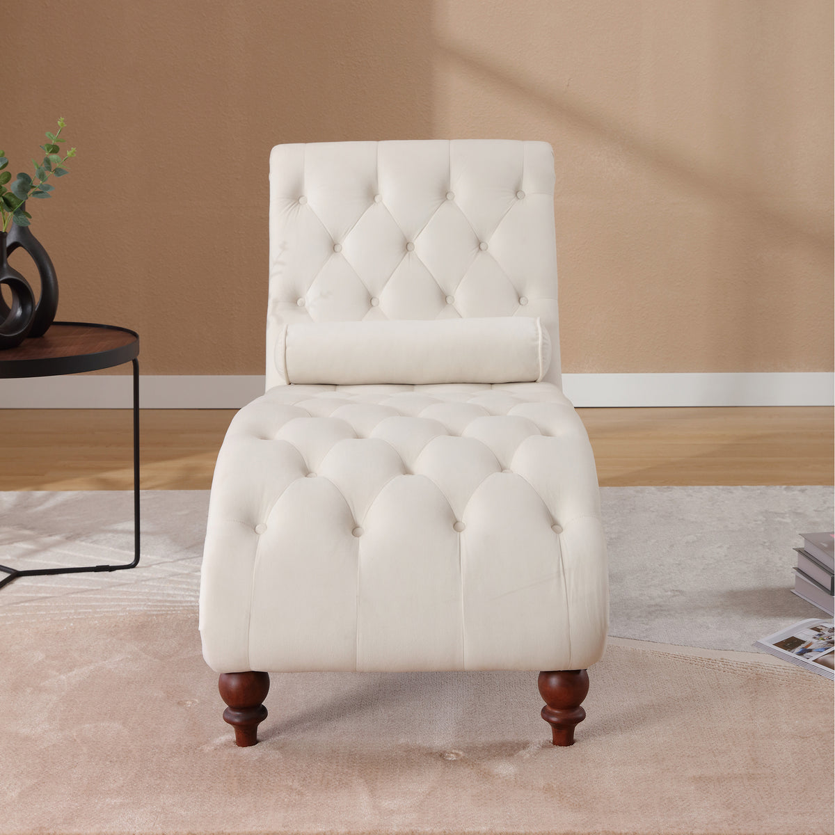 Classical Velvet Recliner Chair with Button Tufting & Silver Nailhead Trim - Image 5