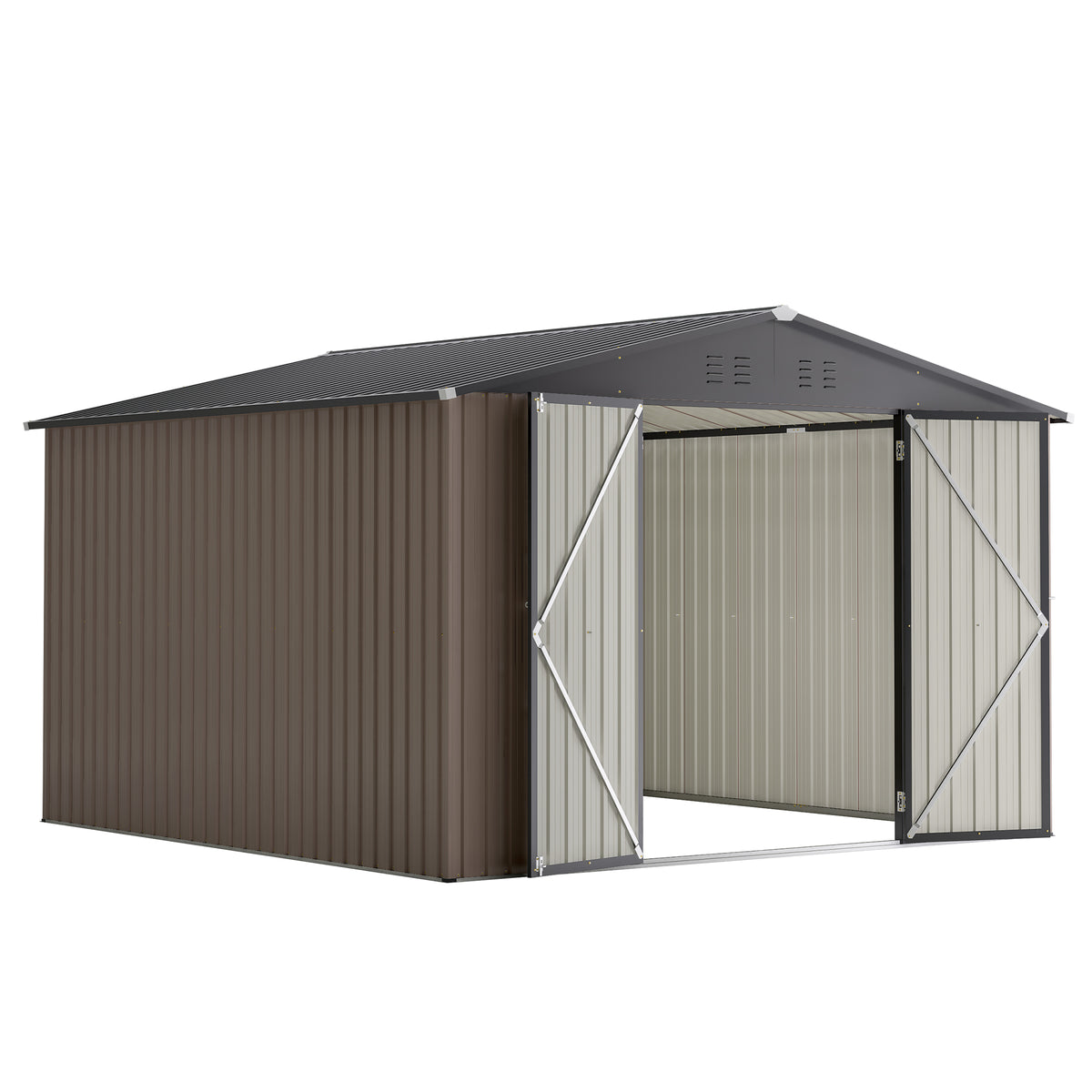 10' x 10' Metal Storage Shed for Ourdoor Steel Yard Shed with Design of