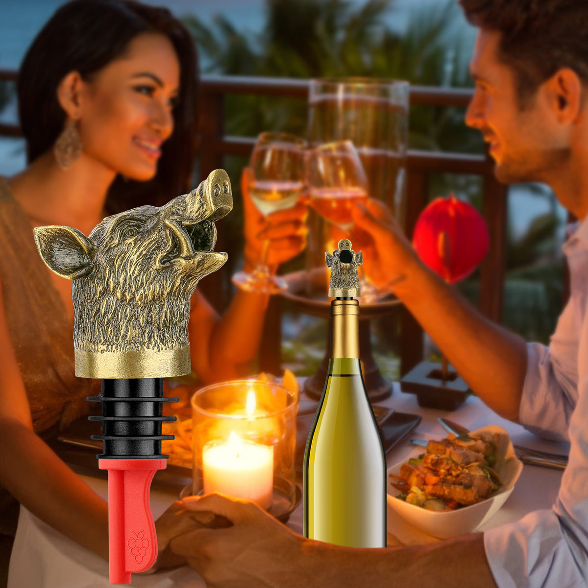 Wild Boar Head Wine Pourer Vacuum Sealing Wine Spout Stopper For Cocktails - Image 5