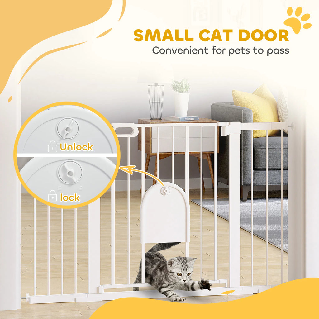 30" 52" Extra Wide Pet Gate Barrier with Small Door 30"H Dog Gate with Safety - Image 3