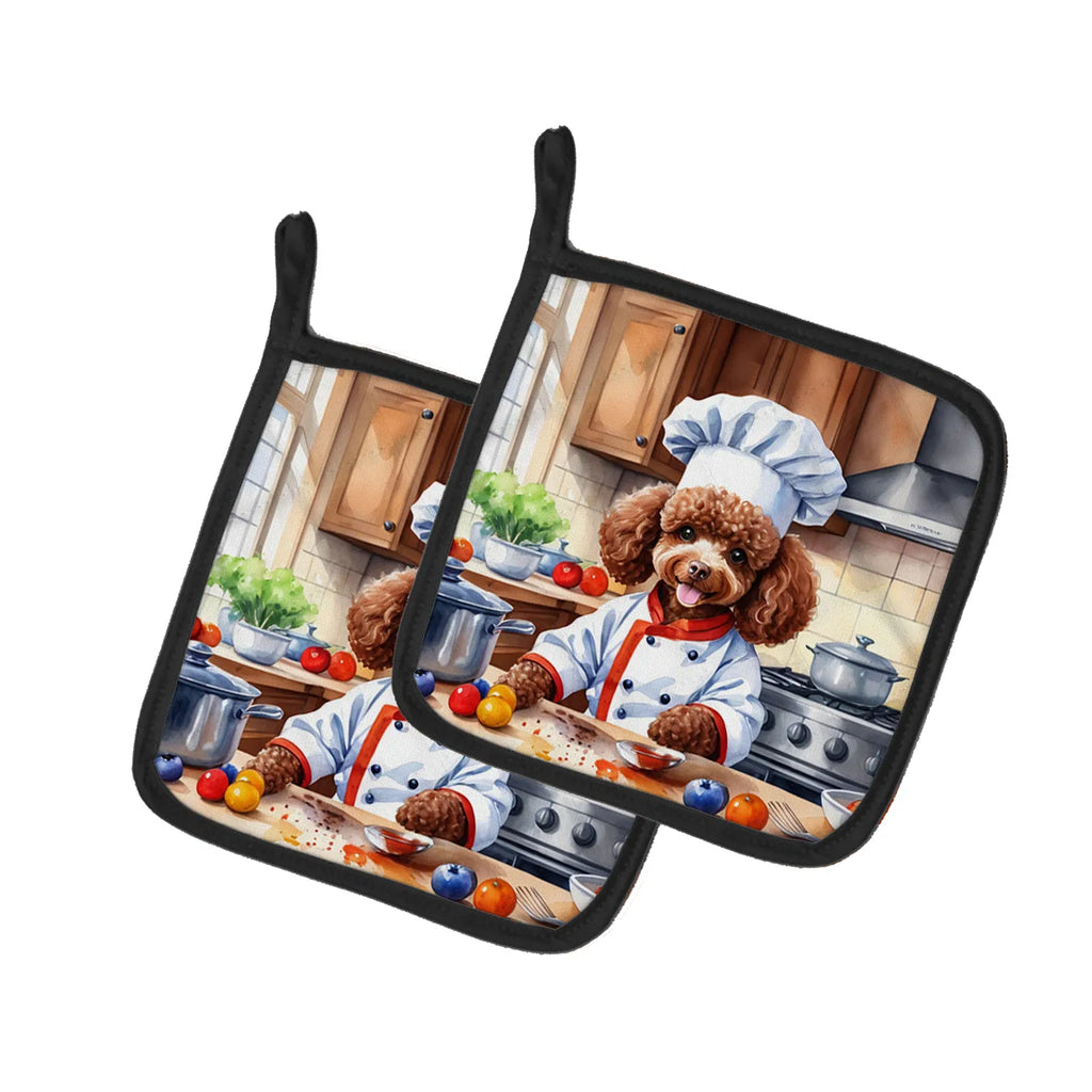 Chocolate Poodle The Chef Pair of Pot Holders Kitchen Heat Resistant Pot - Image 5
