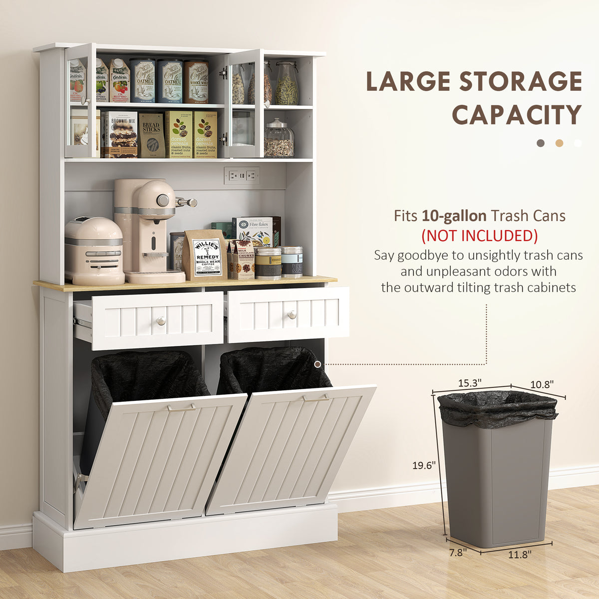Kitchen Cabinet With Charging Station Tilt Out Cabinets Microwave Stand - Image 5