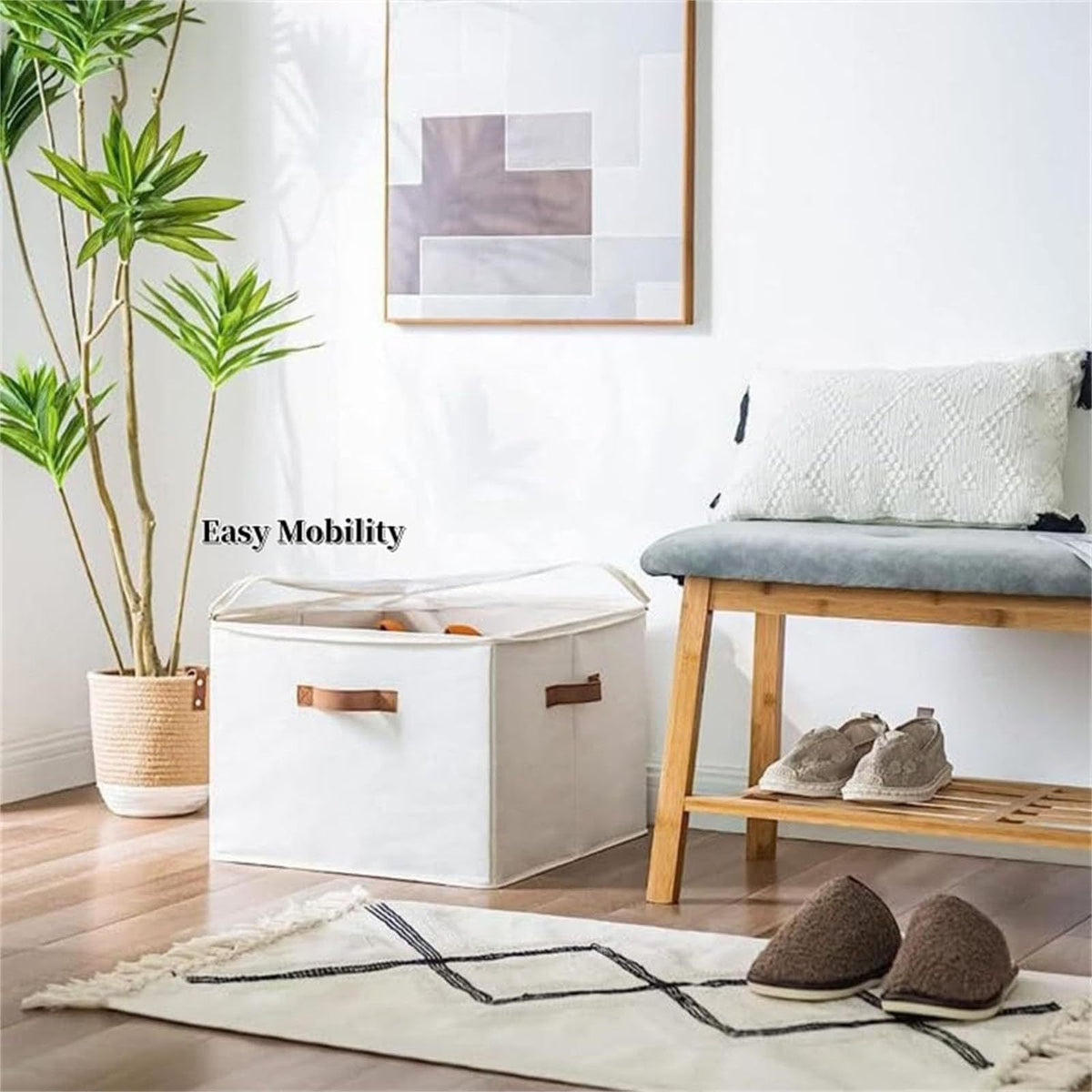 foldable fabric underbed shoe storage packaging and components