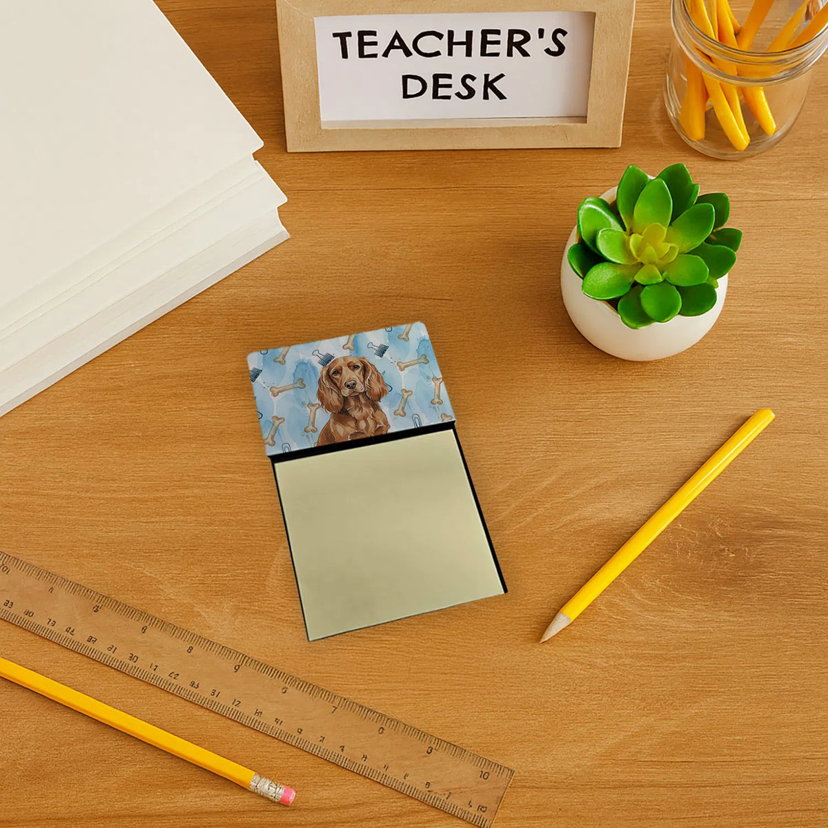 Boykin Spaniel Coworker Watercolor Sticky Note Holder Refillable Dispenser - Image 4