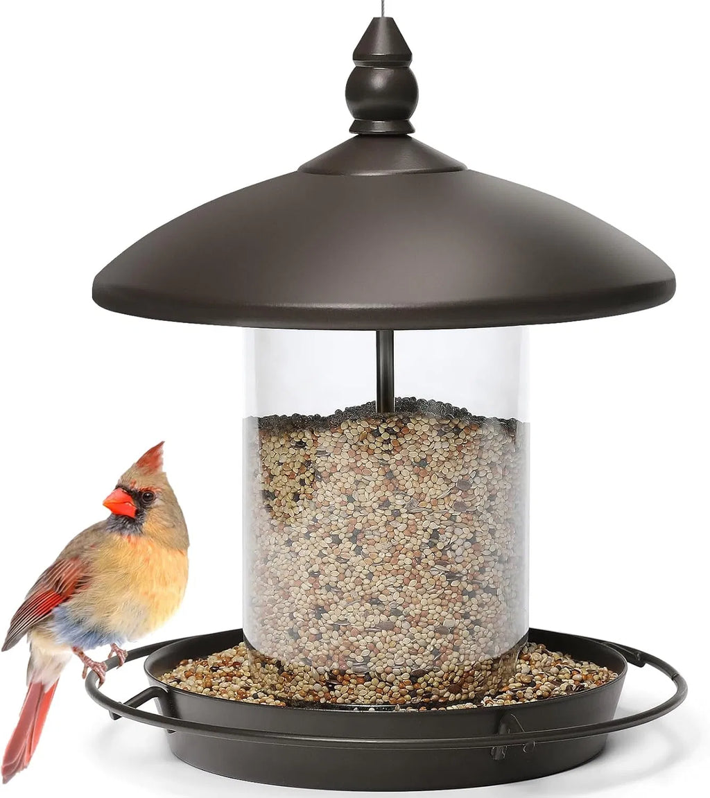 Metal Roof Bird Feeder Chew Proof for Outdoor Hanging Wild Bird Seeds. Bronze - Image 3