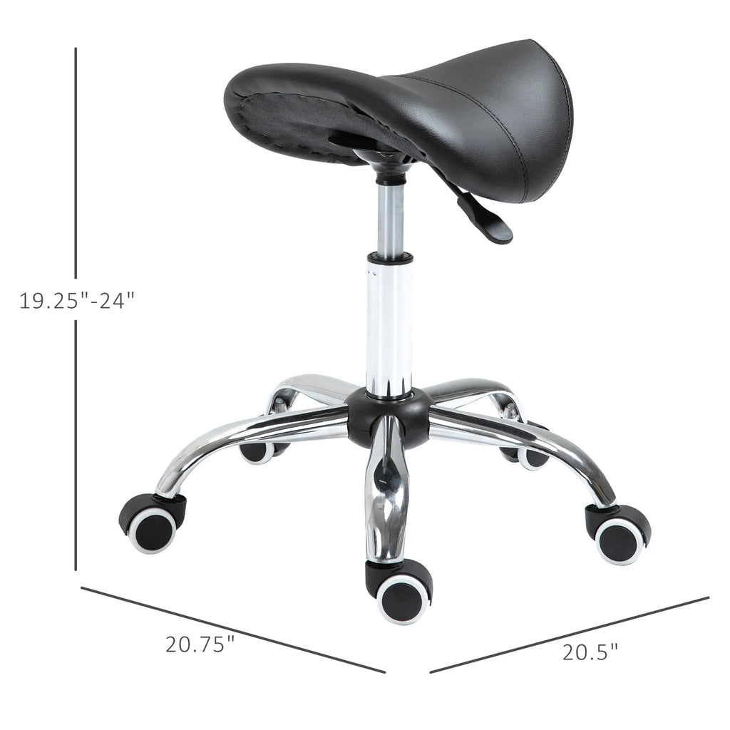 Adjustable Elegance: Hydraulic Salon Stool Rolling Swivel Saddle Chair PU - Image 3