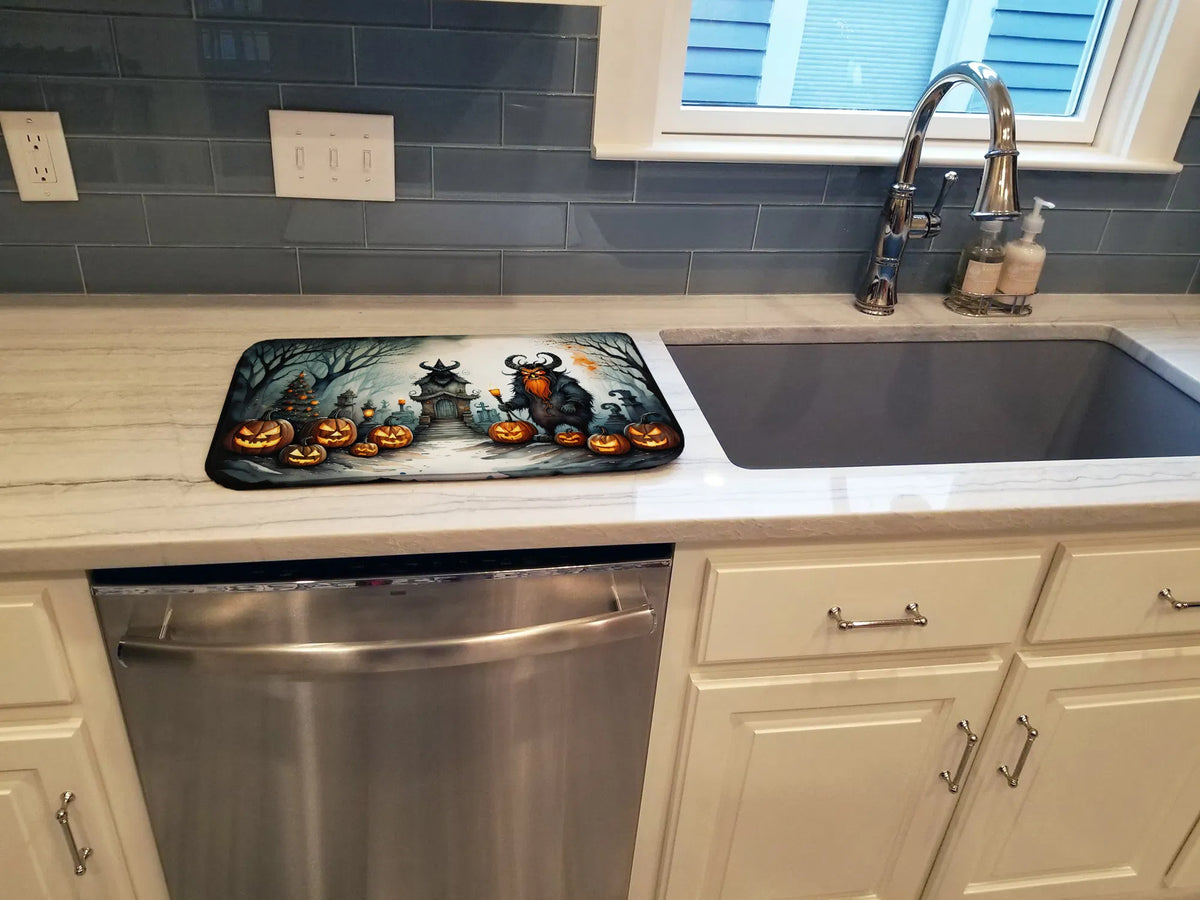 Krampus The Christmas Demon Spooky Halloween Dish Drying Mat Absorbent Dish - Image 2