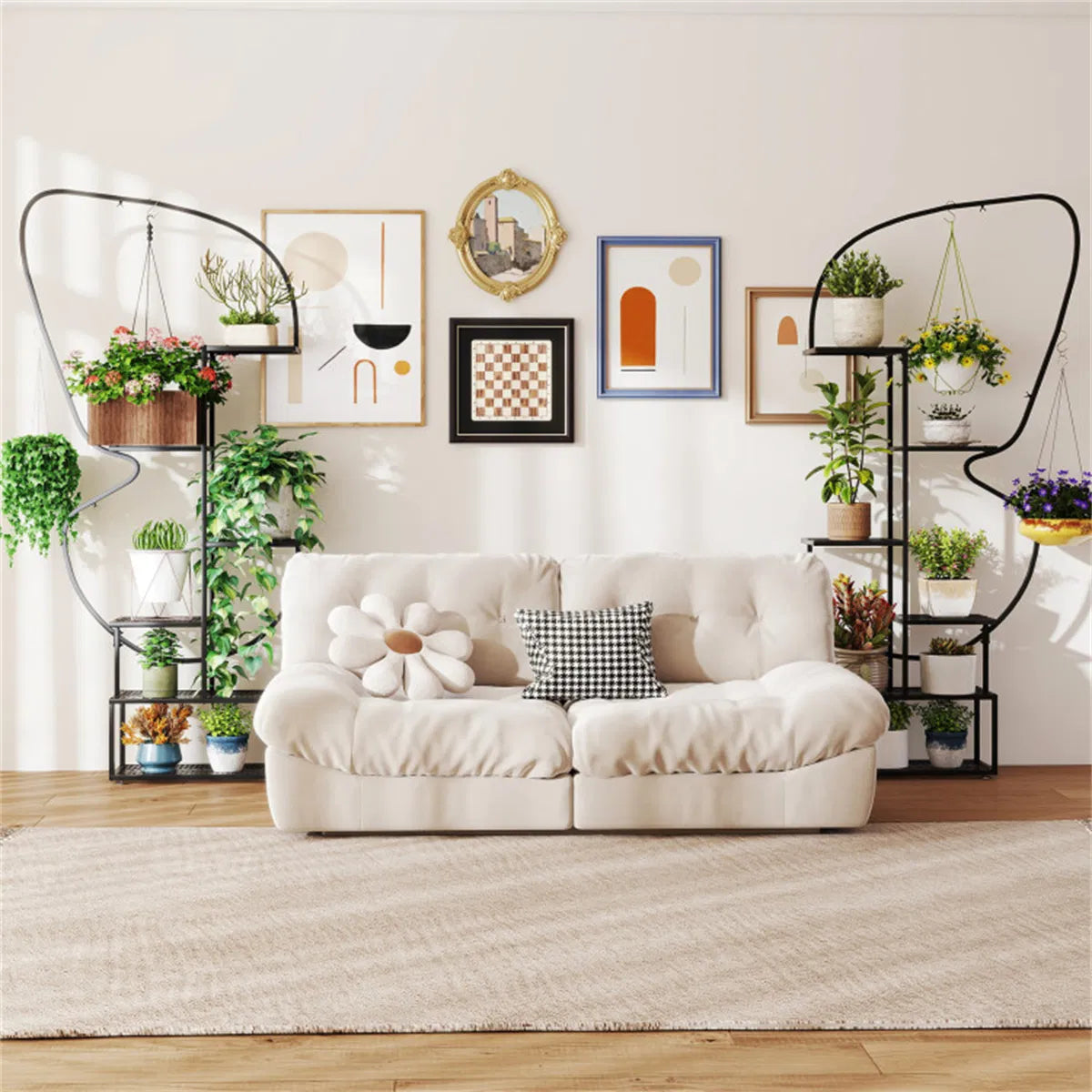 Butterfly Shape Metal Plant Stand Pack With Hanging Hooks Adjustable - Image 3